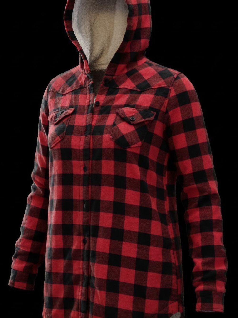 Soul Babe Rebel London Hooded Sherpa Flannel Shacket Red Black Plaid Size M